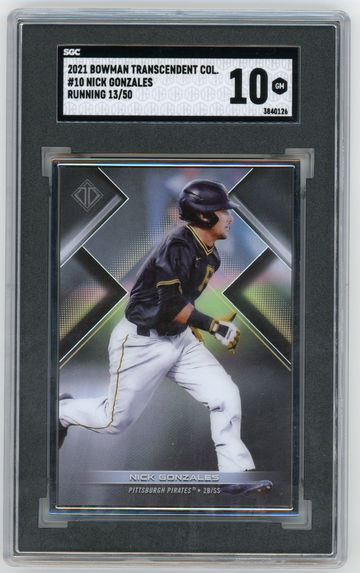 2021 Bowman Transcendent Collection #10 Nick Gonzales #'d 13/50 SGC 10 GEM MINT Pirates