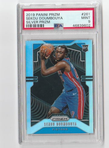 PSA 9 MINT 2019 PANINI PRIZM SILVER PRIZM SEKOU DOUMBOUYA ROOKIE CARD CARD #261