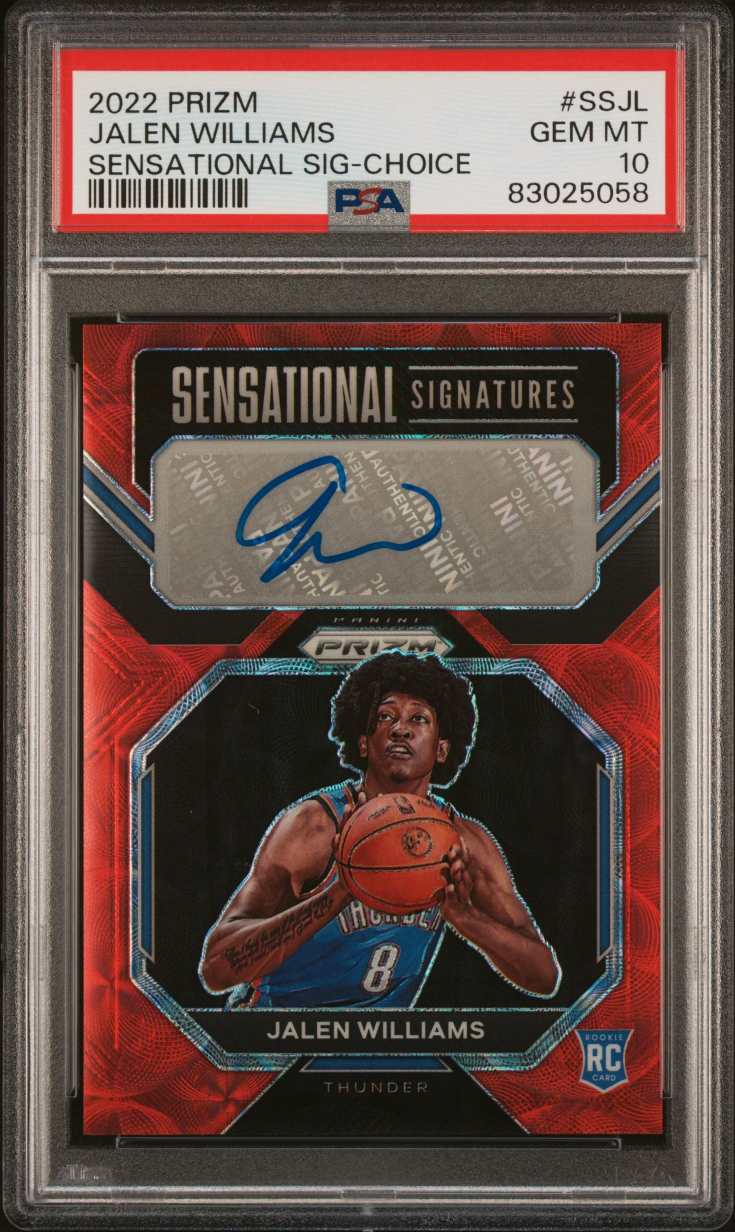 PSA 10 2022 Panini Prizm Sensational Signatures Jalen Williams Choice Red Auto
