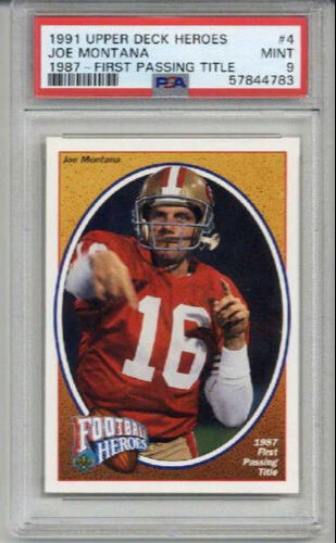 1991 UPPER DECK HEROES 1987 FIRST PASSING TITLE #488 JOE MONTANA 49ers PSA 9