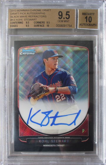 Kohl Stewart 2013 Bowman Chrome Draft Auto Black Wave #/50 BGS 9.5 Gem Mint+
