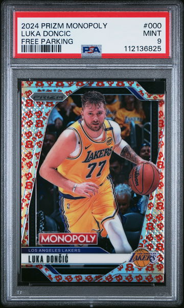 2024 PANINI PRIZM MONOPOLY LUKA DONCIC FREE PARKING SSP #000 1ST LAKERS PSA 9