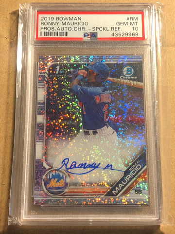 Ronny Mauricio 2019 Bowman Speckle refractor Auto PSA 10