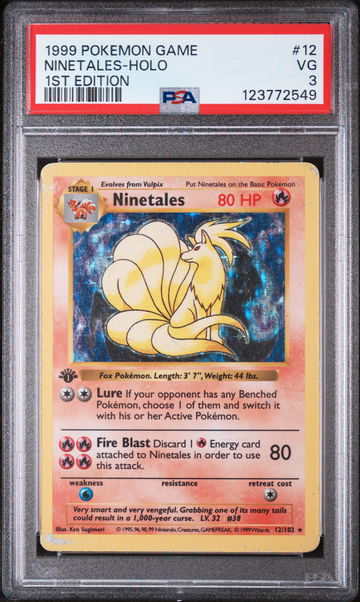 1999 Pokemon Base Set 1st Edition Holo Ninetales #12 PSA 3