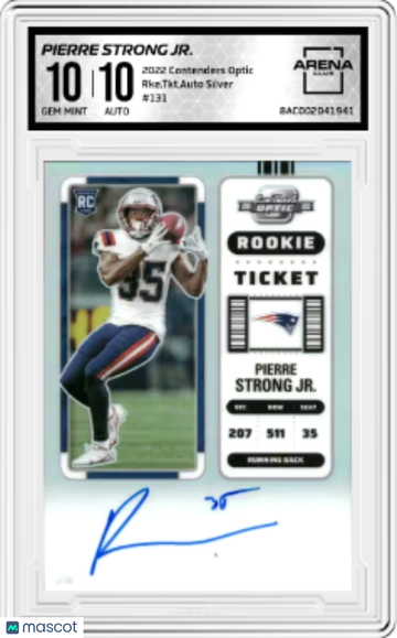 2022 Panini Contenders Optic Pierre Strong Jr #131 Rookie Ticket Auto Silver Arena Club 10 Auto 10