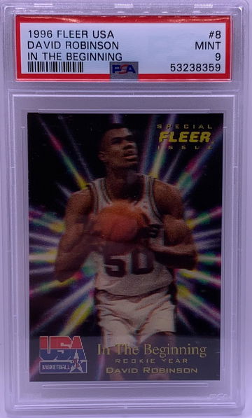1996 FLEER USA DAVID ROBINSON IN THE BEGINNING PSA 9 #8