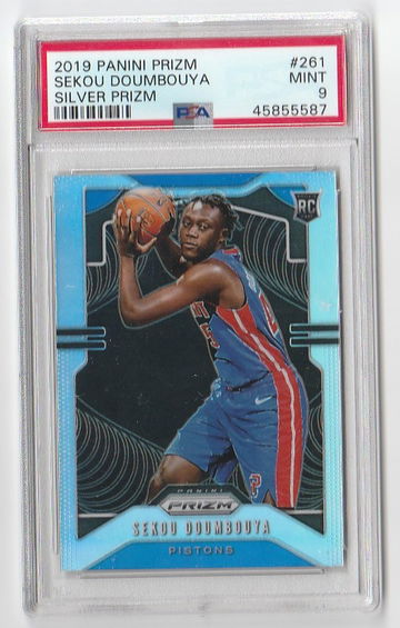 PSA 9 MINT 2019 PANINI PRIZM SILVER PRIZM SEKOU DOUMBOUYA ROOKIE CARD CARD #261