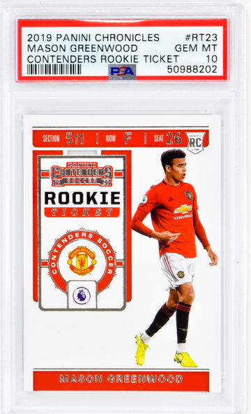 2019 Mason Greenwood Panini Chronicles  Contenders Rookie Ticket PSA 10
