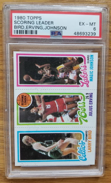1980 Topps Scoring Leader Bird, Erving, Johnson PSA 6 EX - MT