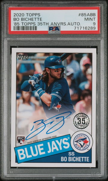 2020 Bo Bichette Topps Rookie On Card Auto 1985 RC 35th Anniversary SSP 85A-BB PSA 9