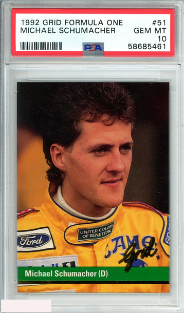 1992 GRID FORMULA ONE MICHAEL SCHUMACHER #51 ROOKIE PSA 10 GEM MT