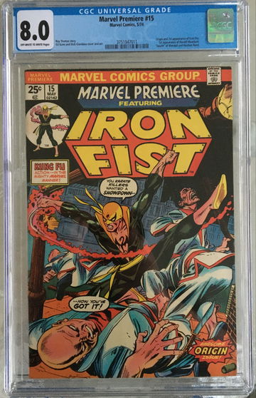 Marvel Premiere #15 (1974) CGC 8.0 -- O/w to White pgs; 1st & origin Iron Fist