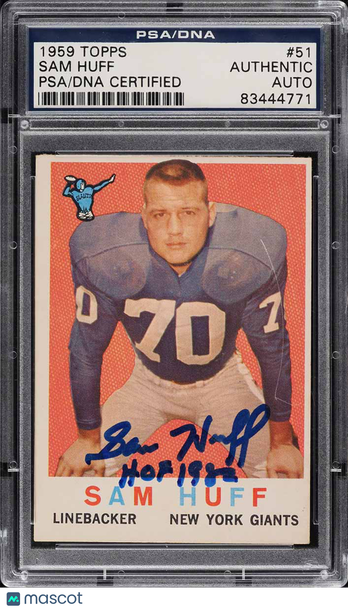 1959 Topps Football Sam Huff #51PSA DNA A RC AUTO!