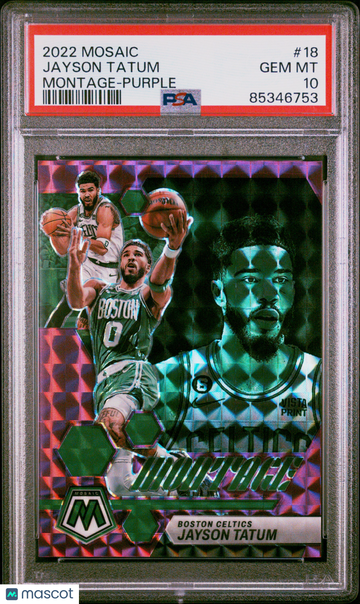 2022 Panini Mosaic Montage Jayson Tatum #18 Purple PSA 10