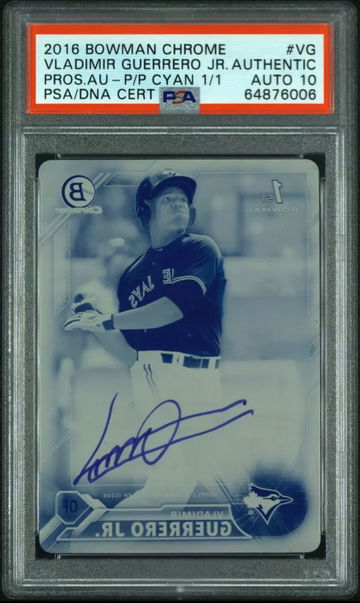2016 Bowman Chrome 1st Vladimir Guerrero Jr Cyan Printing Plate Auto