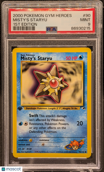 2000 Pokemon Gym Heroes Misty's Staryu #90 1st Edition PSA 9
