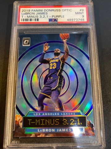 2019 donruss optic Lebron James T-Minus 3,2,1, purple psa 9 #9