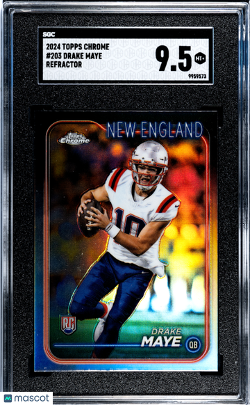 2024 Topps Chrome Drake Maye #203 Refractor SGC 9.5