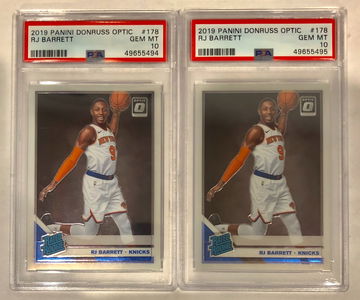 2x 2019 RJ Barrett Donruss Optic #178 PSA 10