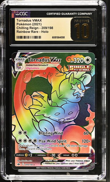 2021 Pokémon Chilling Reign Rainbow Rare Tornadus #209/198 VMAX CGC 10