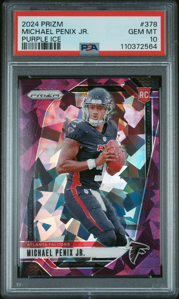 2024 Prizm Purple Ice Michael Penix Jr. #378 RC /225 PSA 10