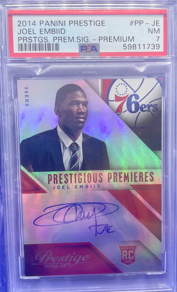 JOEL EMBIID 2014-15 Prestige Premium Prestigious Premiere AUTO PSA 7 NM Pop 1 SP