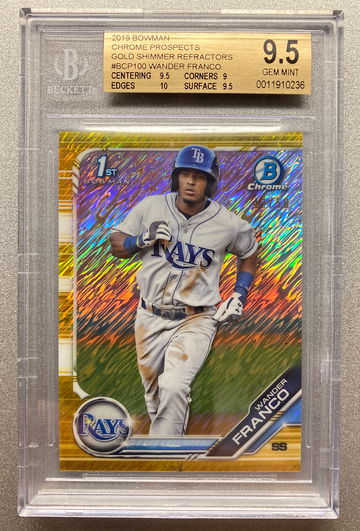WANDER FRANCO 2018 BOWMAN CHROME GOLD SHIMMER ROOKIE CARD #/50 BGS 9.5