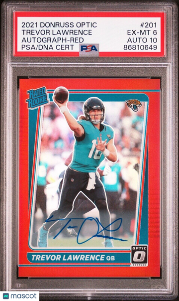 2021 Donruss Optic Trevor Lawrence #201 Optic / Parallel/Variety Rookie PSA 6 Panini Authentic Auto 10