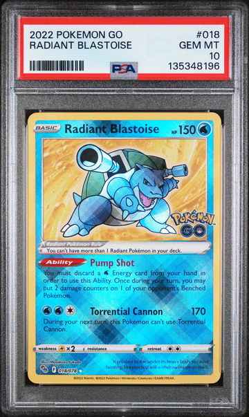 2022 Pokemon Go Radiant Blastoise #18 PSA 10