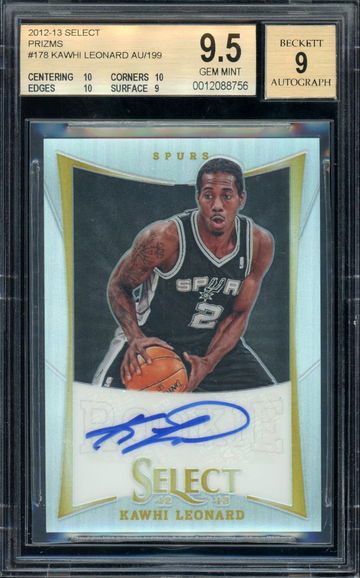 Kawhi Leonard 2012-13 Select Silver Prizms Auto /199 RC BGS 9.5 (three 10 subs!)