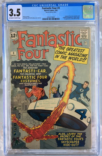 Fantastic Four #3 (1962) CGC 3.5 -- O/w to white; 1st costumes and headquarters