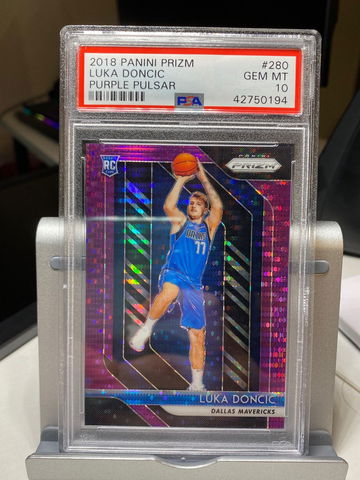 2018 Luka Doncic Panini Prizm Purple Pulsar PSA 10