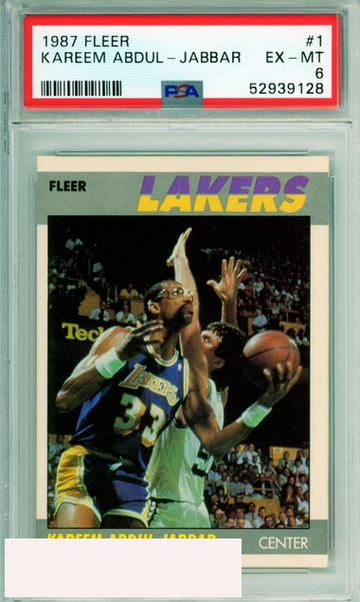 1987 FLEER KAREEM ABDUL-JABBAR #1 HOF LOS ANGELES LAKERS PSA 6 EX-MT
