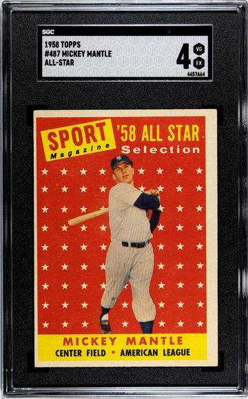 1958 Topps #487 Mickey Mantle All-Star SGC 4