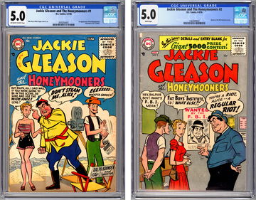 JACKIE GLEASON & THE HONEYMOONERS #1-2 CGC 5.0 CULT CLASSIC 1950’S TV SERIES 1956