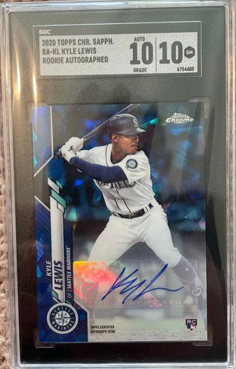 2020 Topps Chrome SAPPHIRE Kyle Lewis Autograph SGC 10