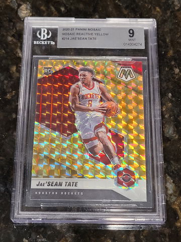 2020-21 Mosaic Jae’Sean Tate PRIZM YELLOW Rookie Card BGS 9 MINT #214