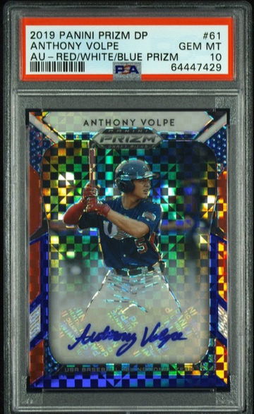 2019 Panini Prizm Red White Blue Anthony Volpe Auto PSA 10