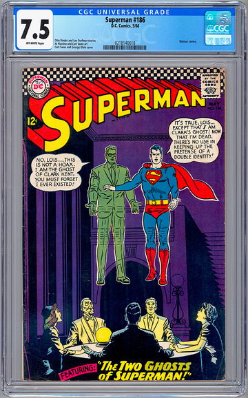 SUPERMAN #186 CGC 7.5 *CURT SWAN AL PLASTINO ART* CURT SWAN CVR BATMAN APP 1966