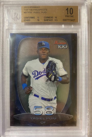 2013 Bowman Top 100 Prospects Yasiel Puig BGS 10