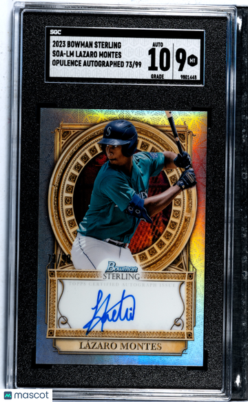 2023 Bowman Sterling Lazaro Montes #SOA-LM Opulence, Autograph SGC 9 Auto 10
