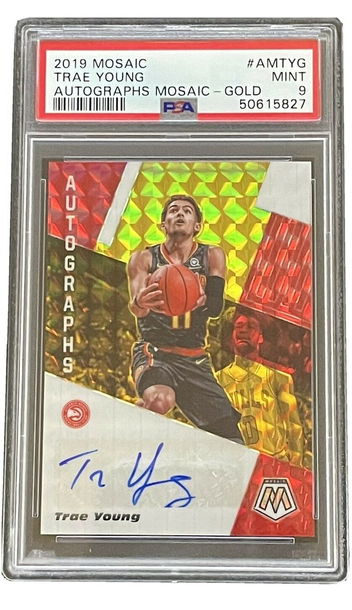 Trae Young 2019 Mosaic Autograph Gold #10/10 PSA 9