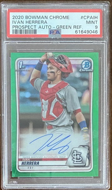 2020 Bowman Chrome -  Ivan Herrera - Prospect Auto Green Ref  /99   PSA 9