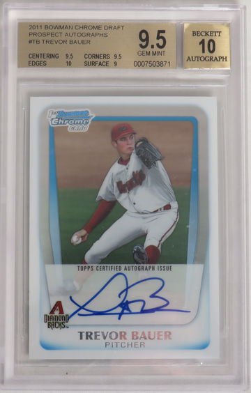 2011 Bowman Chrome Draft Trevor Bauer Auto BGS 9.5 Gem Mint