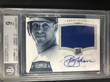 BRETT JACKSON 2012 National Treasures #158 Rookie Patch Auto #/99 BGS 9