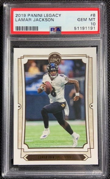 2019 Panini Legacy #8 Lamar Jackson PSA 10 Gem Mint Baltimore Ravens MVP