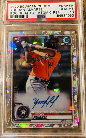 2020 Bowman Chrome Yordan Alvarez RC Atomic Refractor Auto #10/100 PSA 10 On Card Auto LOW Pop