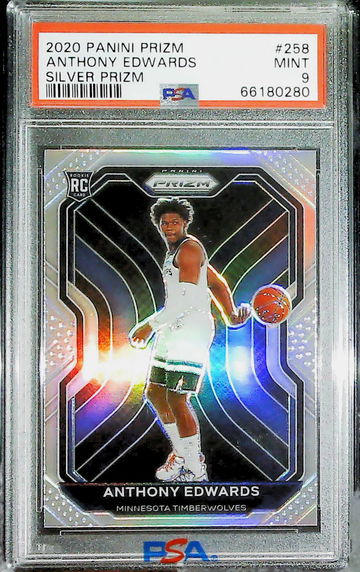 Anthony Edwards 2020-21 Panini Prizm Silver #258 Rookie RC Timberwolves PSA 9