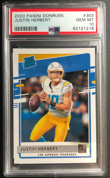 2020 Panini Donruss 303 Justin Herbert Rookie RC PSA 10 GEM MINT