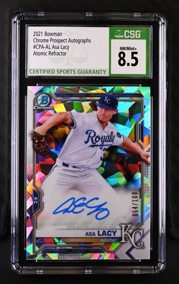 2021 BOWMAN CHROME POSPECTS AUTO ASA LACY ATOMIC REFRACTOR 